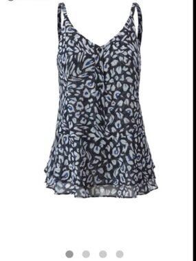 Cabi Purr Cami (#5362) Women's Navy/Gray/Violet Top Blouse Adj Straps Sz M